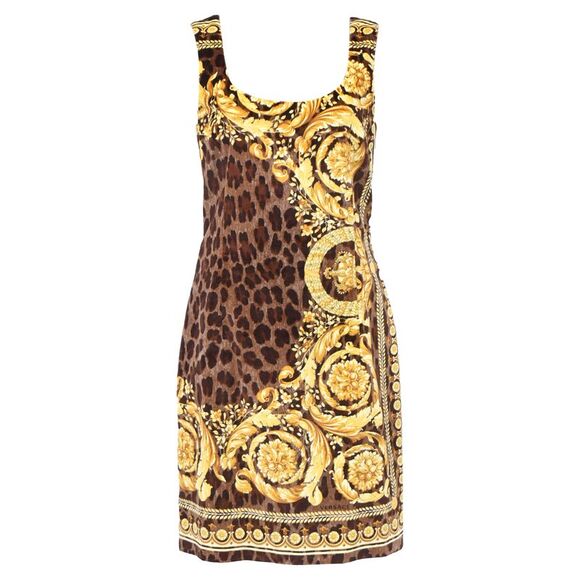 VERSACE Dresses & Skirts - Versace Animal and Baroque Print Velvet Dress in Multicolor Cotton